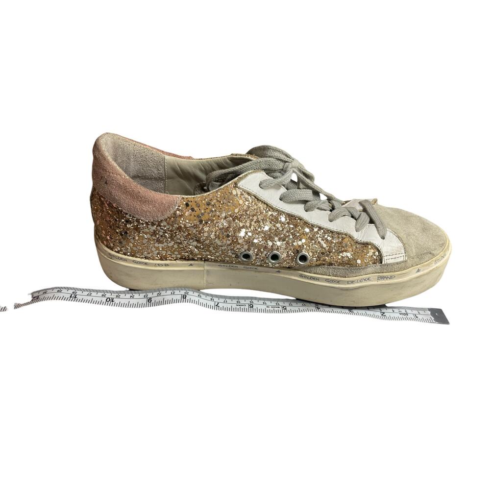 Golden Goose Gold Suede Glitters Star Patch Lace Up Round Toe Sneakers Shoes 10 - Picture 9 of 9